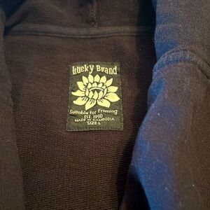 Lucky Brand black hooded sweatshirt cardigan.